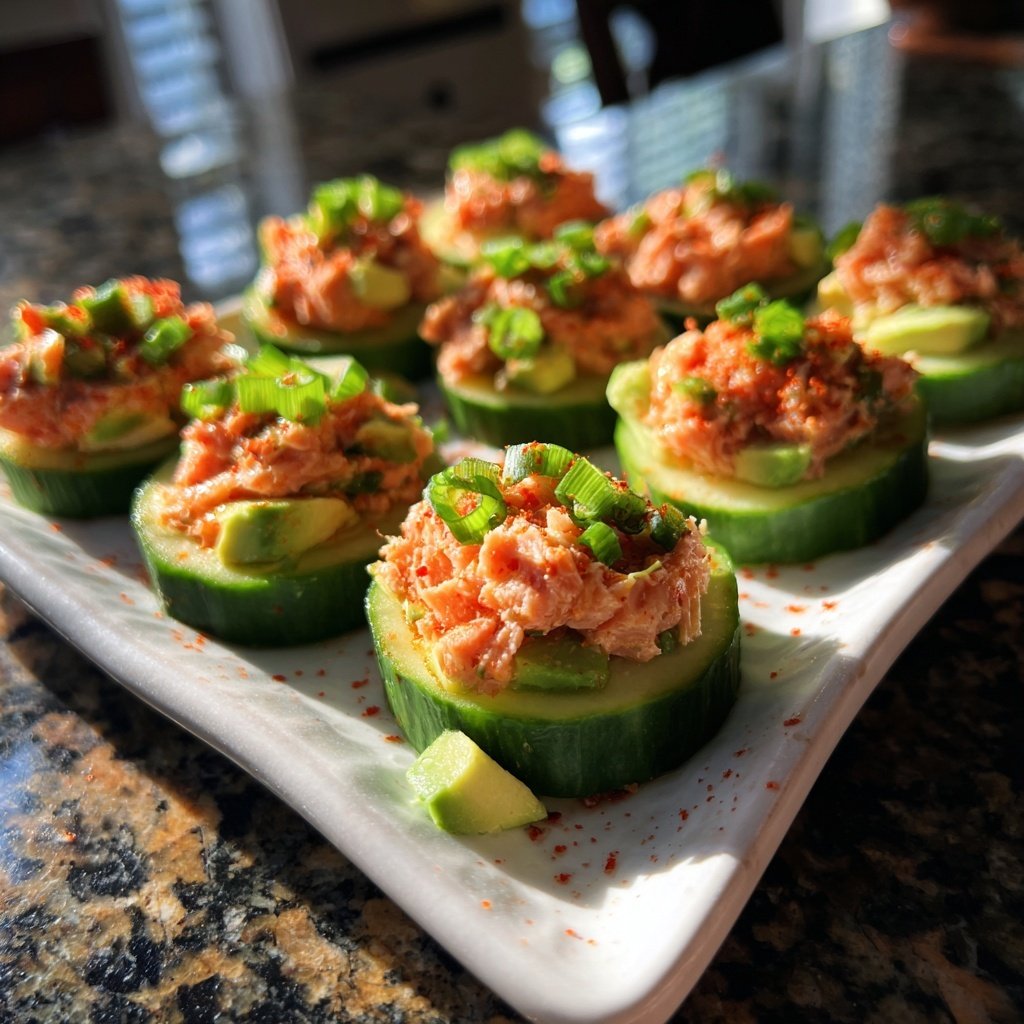 Spicy Tuna Cucumber Cups