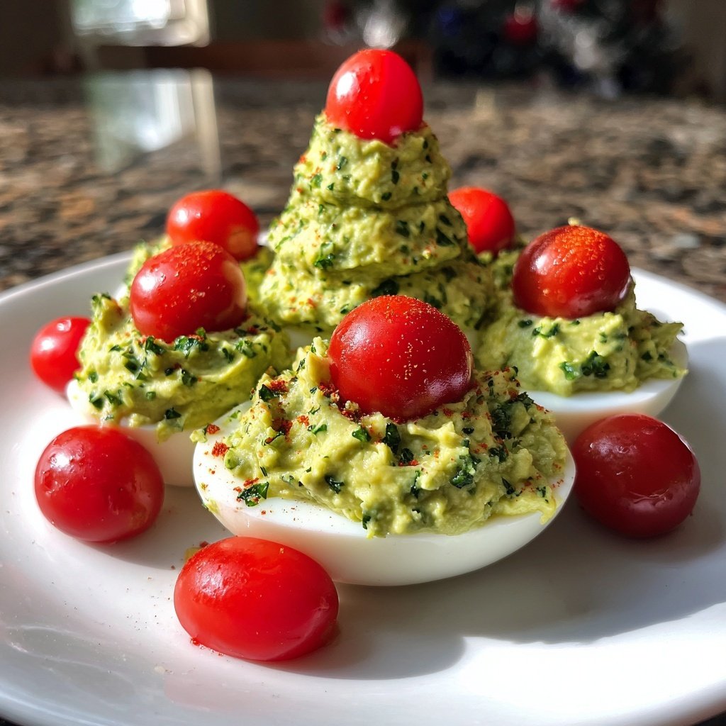 Christmas Tree Deviled Eggs Pesto