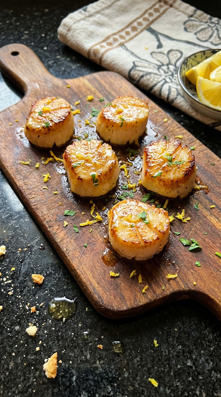 Lemon Zest Seared Scallops