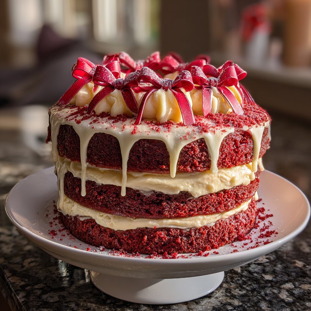 Red Velvet Birthday Cake with Bows