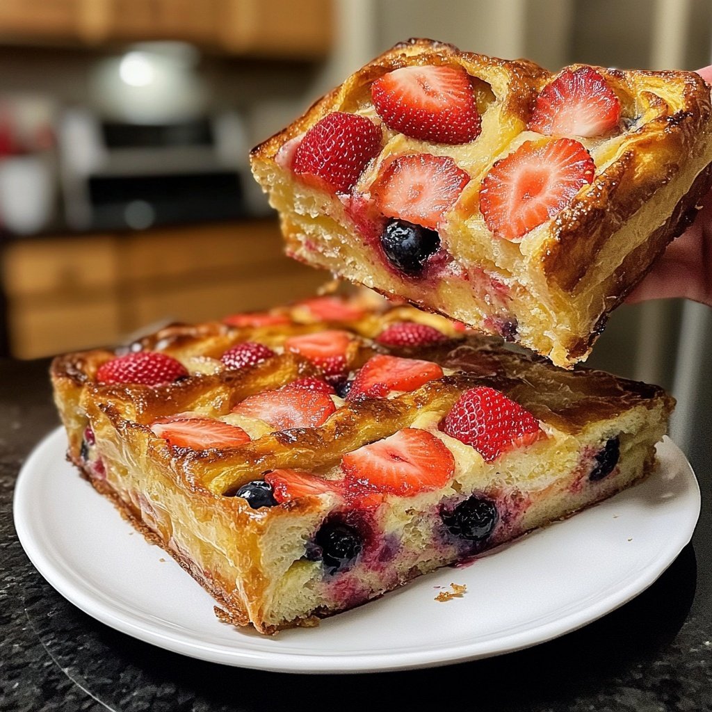 Festive Berry Croissant French Toast Bake​