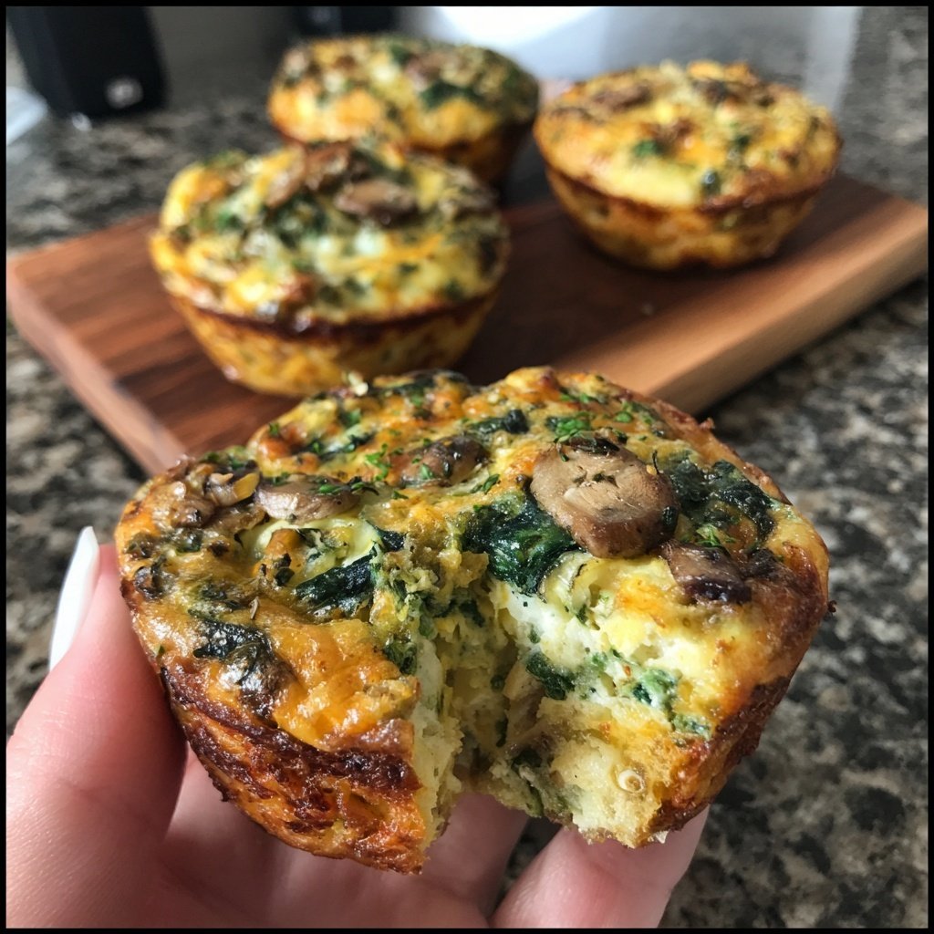 Mushroom and Spinach Quiche Muffins