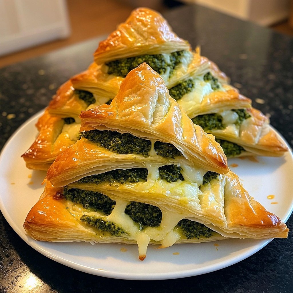 Puff Pastry Christmas Trees with Pesto and Cheese