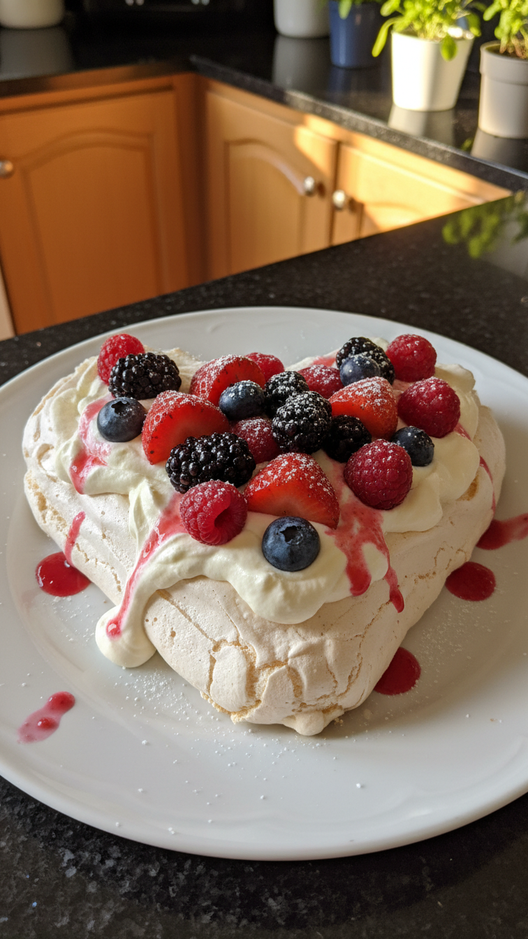 Elegant Heart-Shaped Pavlova