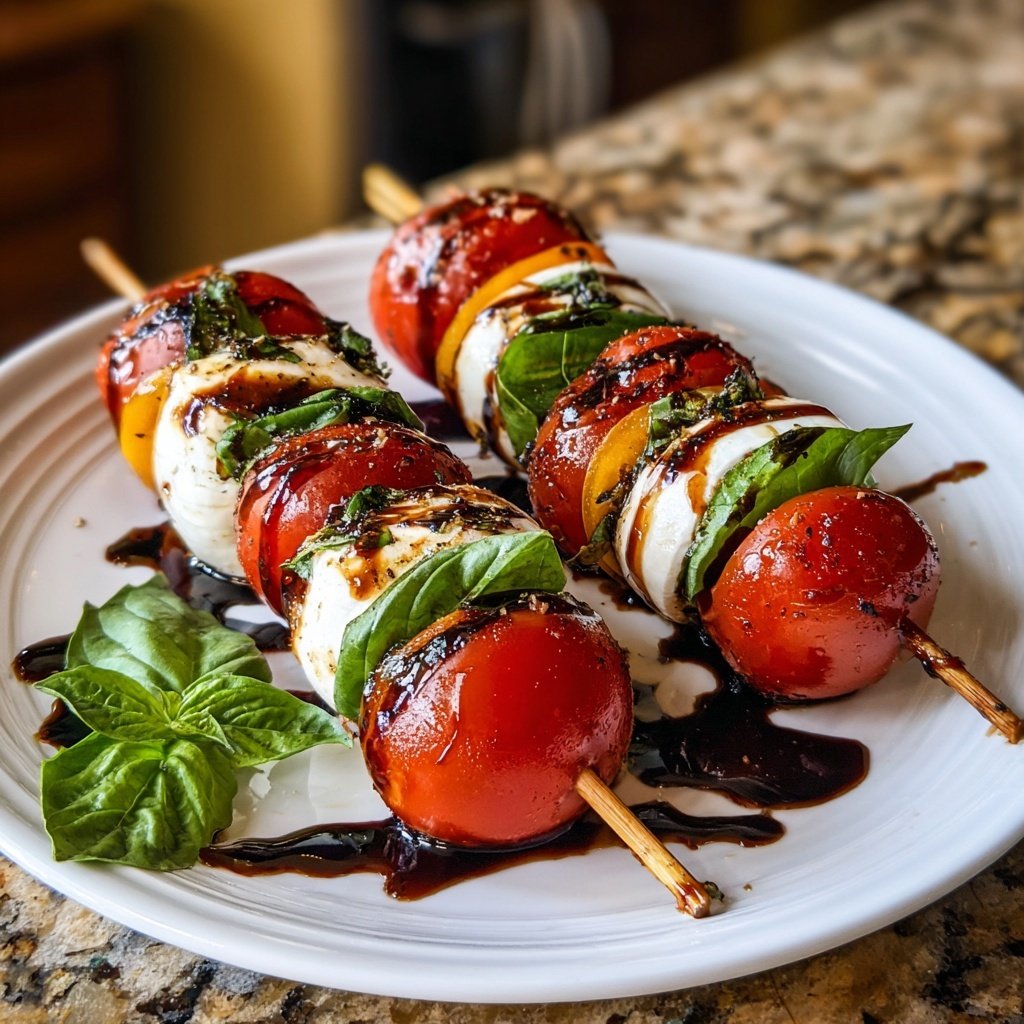 Caprese Skewers Balsamic Glaze