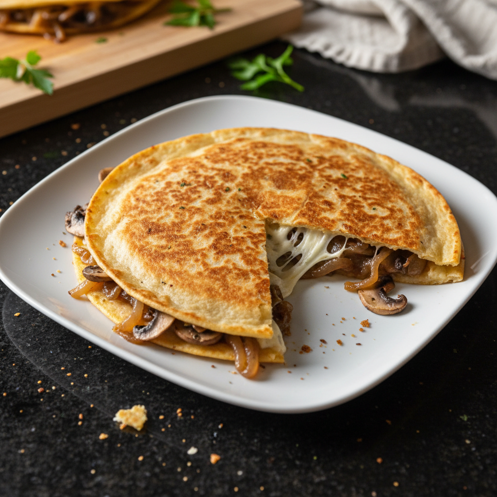 Caramelized Onion and Mushroom Quesadilla
