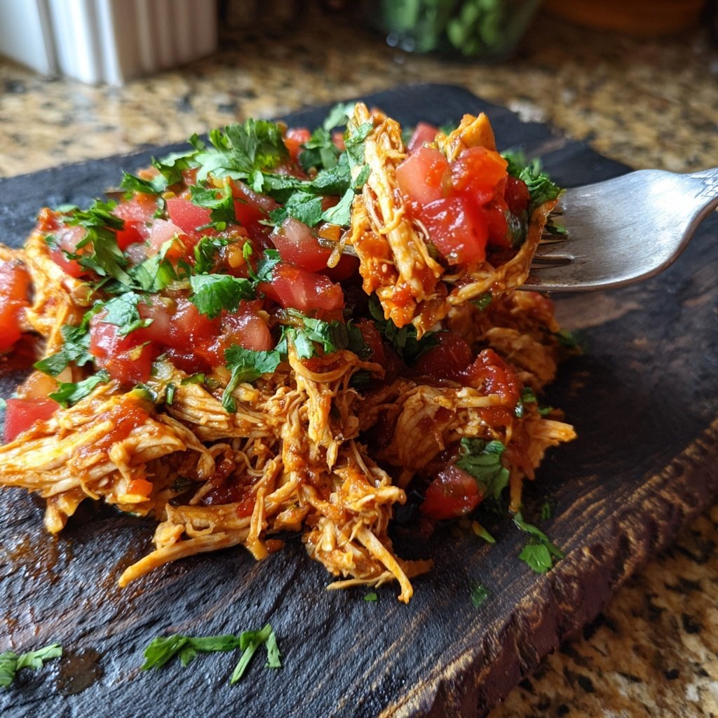Salsa Chicken Shredded Tender Flavorful