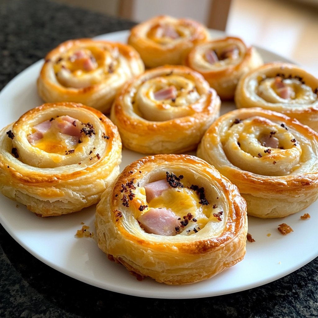 Easy Ham and Cheese Puff Pastry Pinwheels