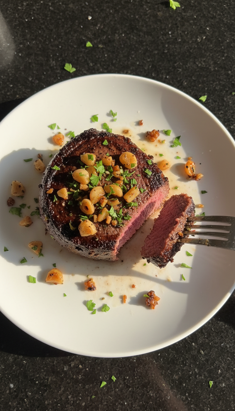 Filet Mignon with Roasted Garlic